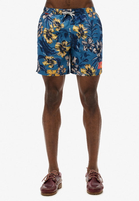 Hawaiian Print 16-Inch Swim Short