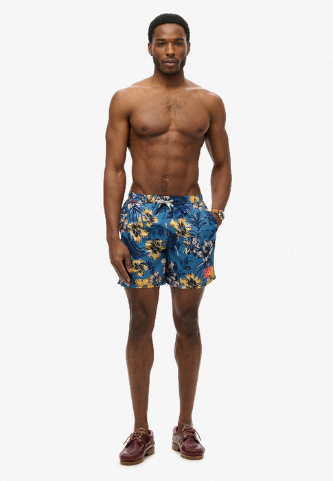 Hawaiian Print 16-Inch Swim Short