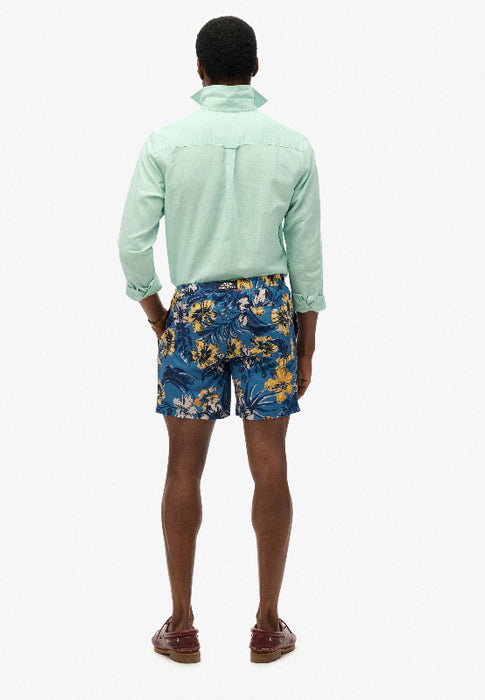 Hawaiian Print 16-Inch Swim Short