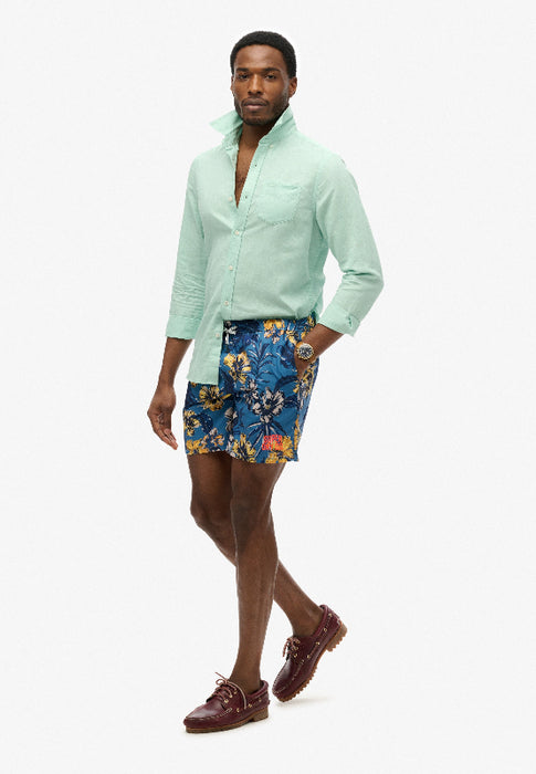 Hawaiian Print 16-Inch Swim Short