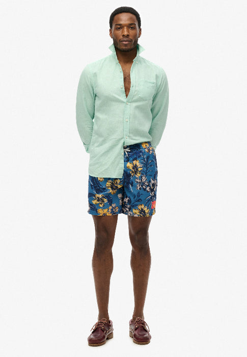 Hawaiian Print 16-Inch Swim Short