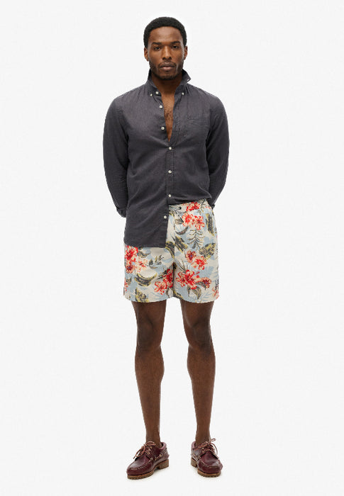 Hawaiian Print 16-Inch Swim Short