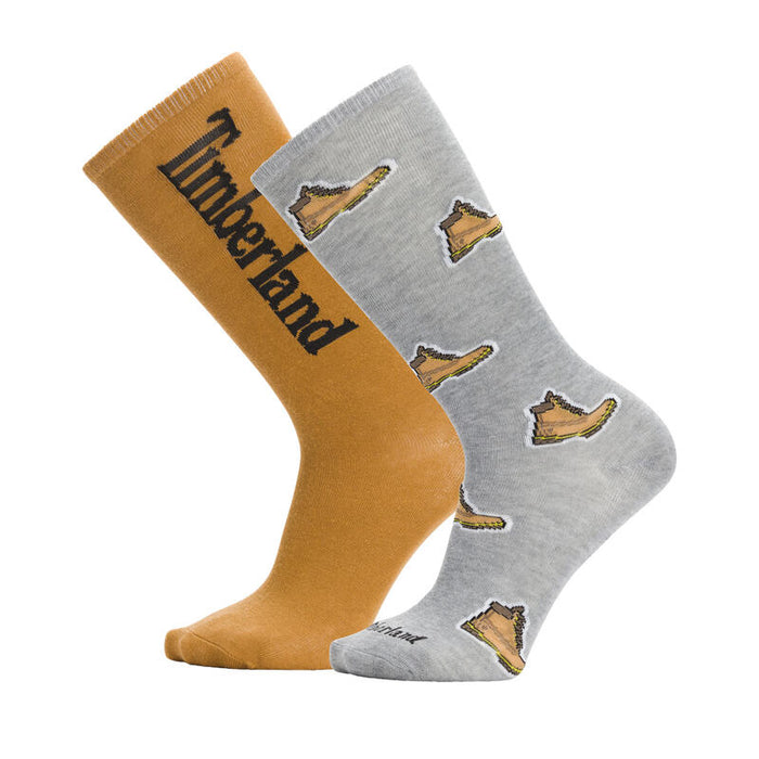 2 Pairs Print Boot Crew Socks