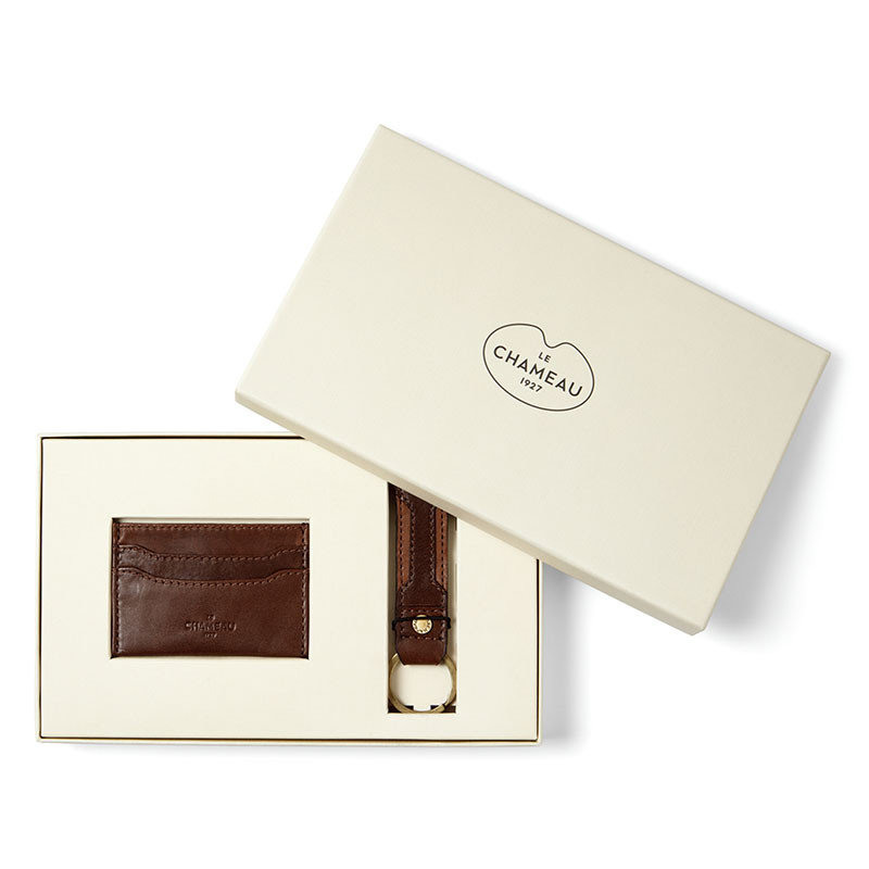 Key Ring & Card Wallet Marron Fonc  