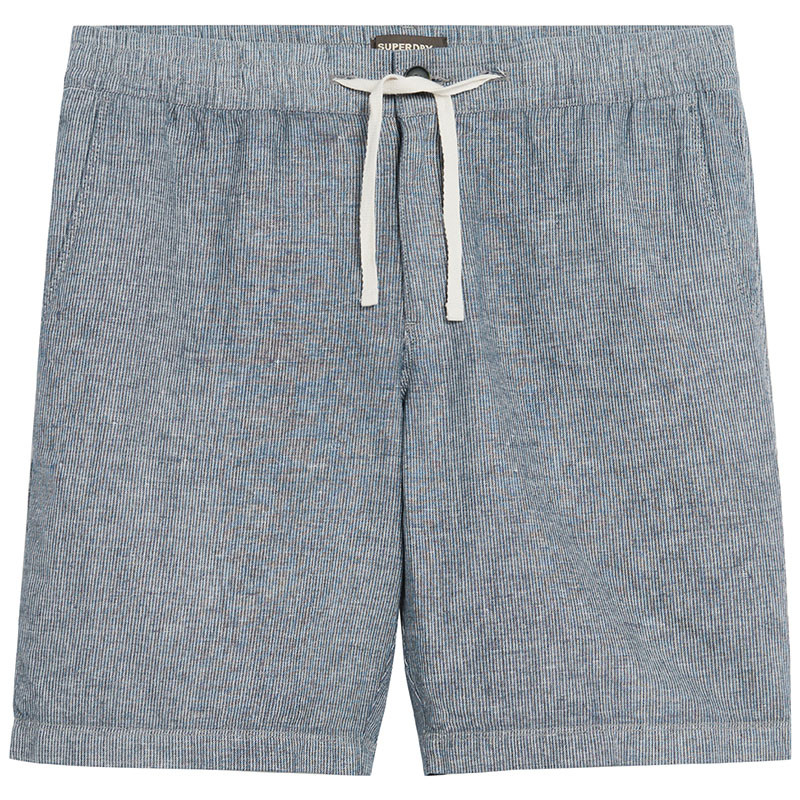 Drawstring Linen Shorts Navy Stripe