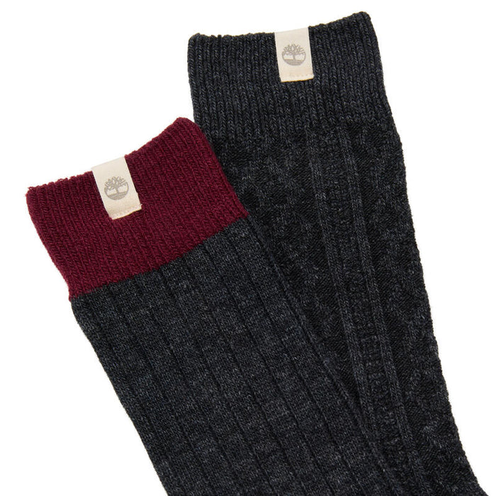 2 Pack Cushioned Cable Knit Crew Sock
