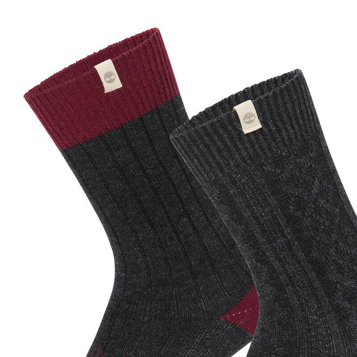 2 Pack Cushioned Cable Knit Crew Sock